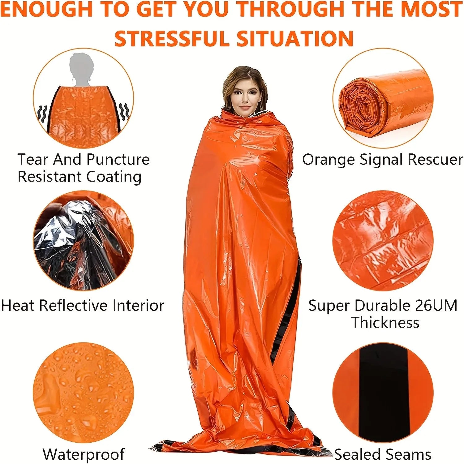Emergency Waterproof Survival Sleeping Bag Mylar Thermal Camping Rescue