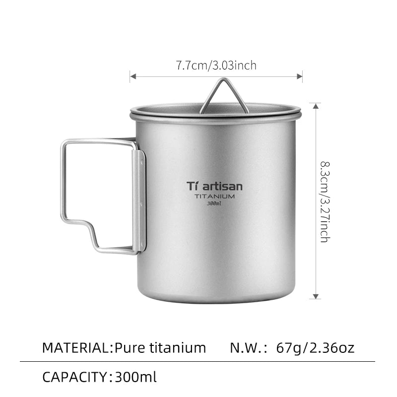 Titanium Lightweight Folding Handle Camping Tea Coffee Mug