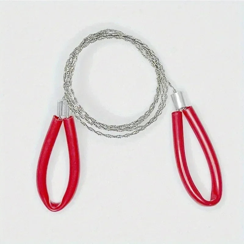 Leather Handle Stainless Steel Wire Saw Survival Camping Hiking Tool