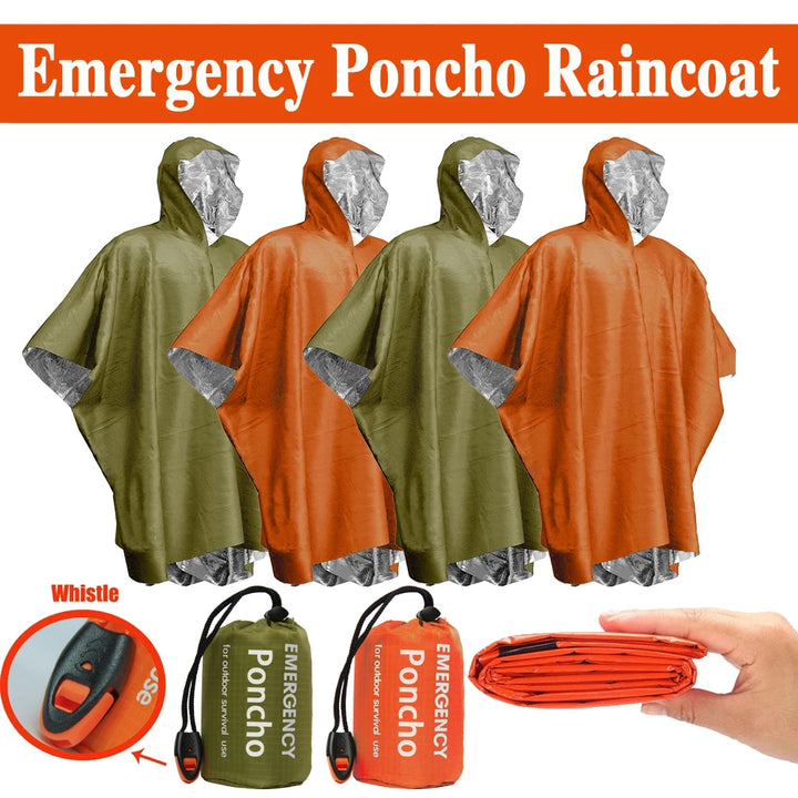Emergency Waterproof Aluminum Film Disposable Thermal Rain Poncho Blanket