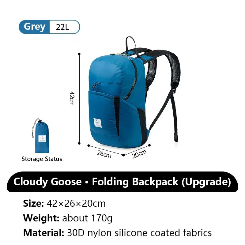 Cloudy Goose 18L 22L Waterproof Folding Hiking Backpack