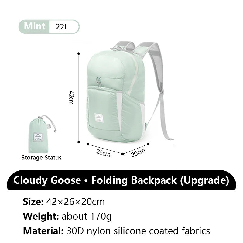 Cloudy Goose 18L 22L Waterproof Folding Hiking Backpack