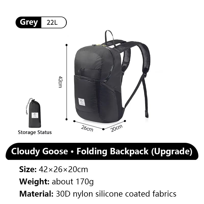 Cloudy Goose 18L 22L Waterproof Folding Hiking Backpack