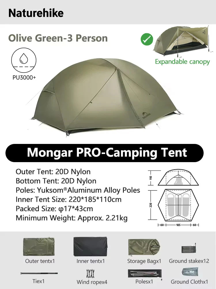 Mongar 2 UL Waterproof Ultralight Backpacking Camping Tent Shelter
