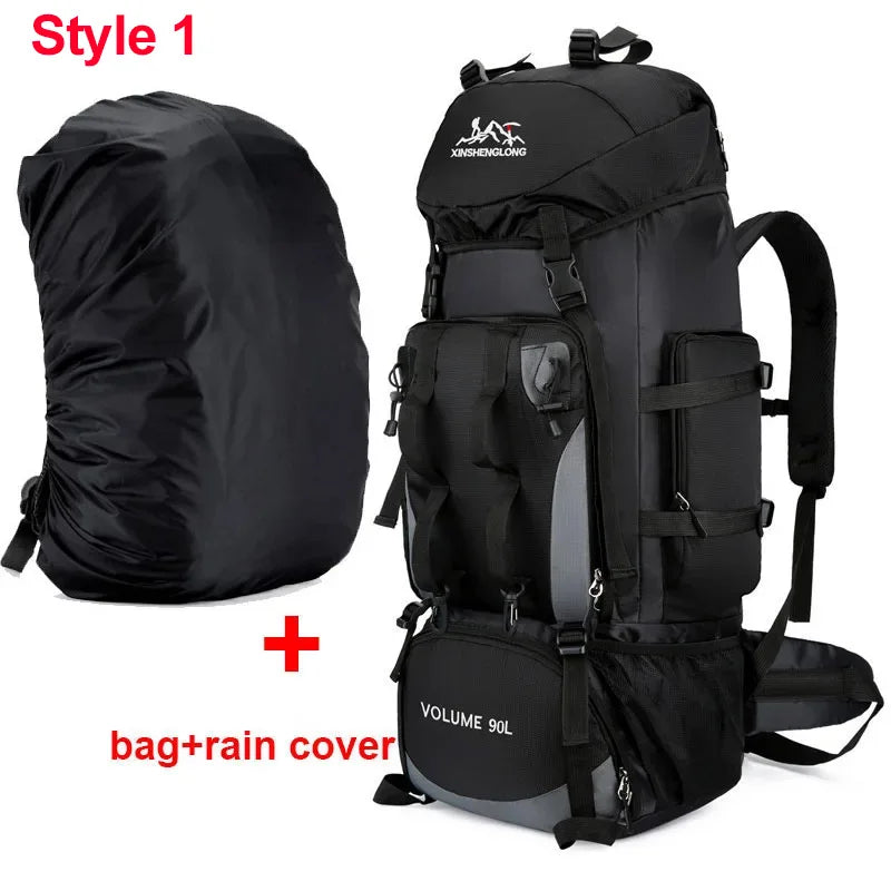 90L Waterproof Hiking Camping Backpack Large Capacity Travel Rucksack