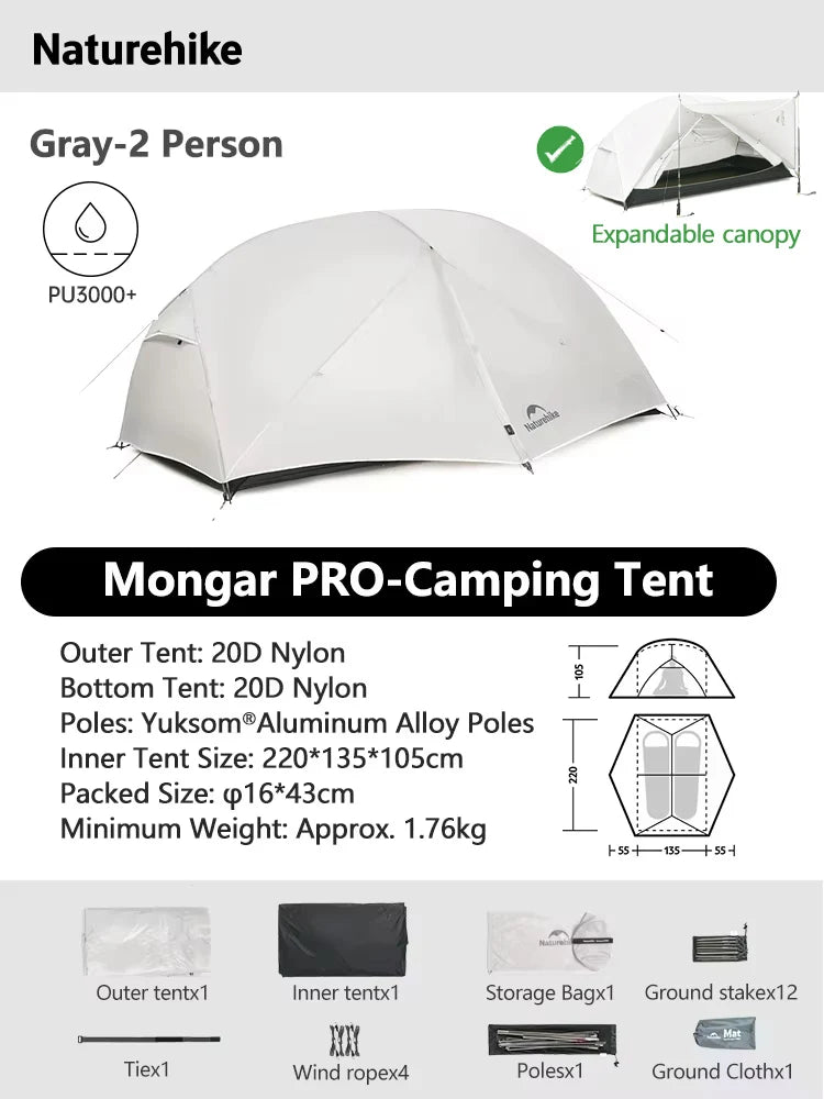 Mongar 2 UL Waterproof Ultralight Backpacking Camping Tent Shelter