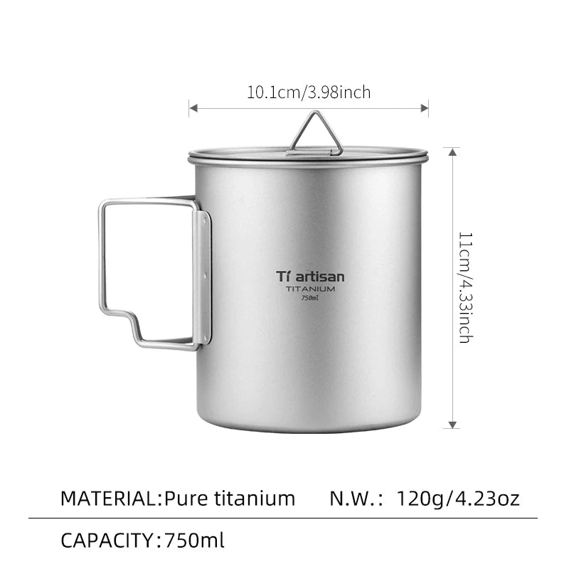 Titanium Lightweight Folding Handle Camping Tea Coffee Mug