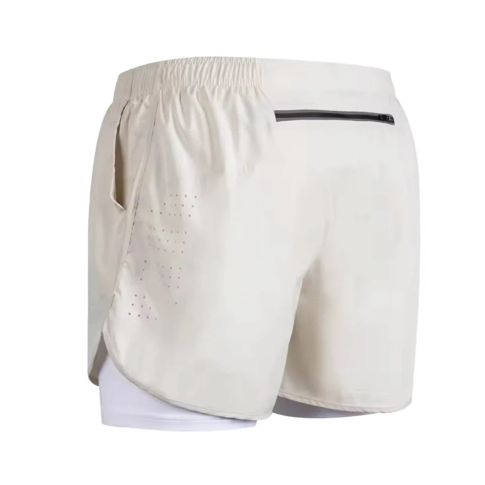 Men 2-in-1 Quick Dry Training Running Beach Sports Shorts