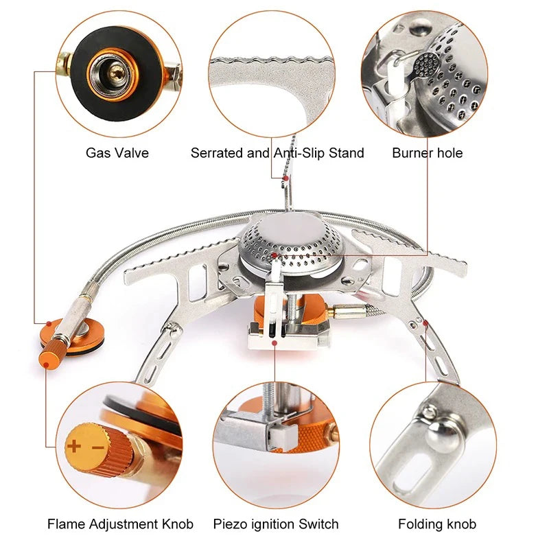 Portable 3500W Folding Camping Gas Stove Backpacking Outdoor Cooker