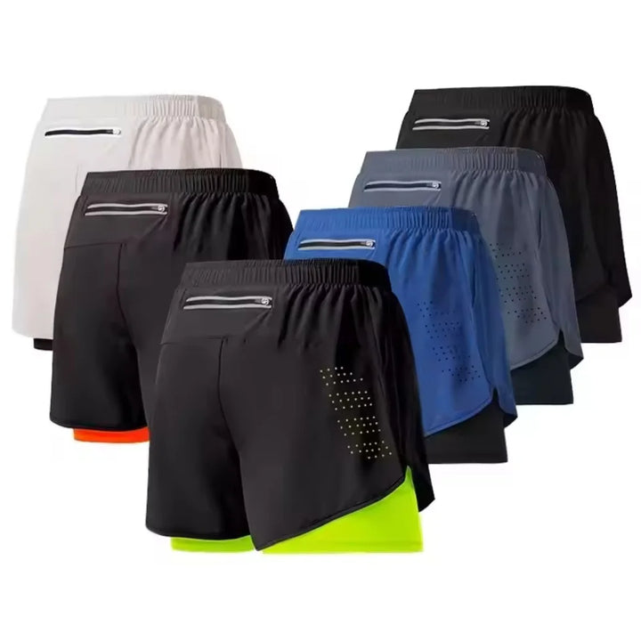 Men 2-in-1 Quick Dry Training Running Beach Sports Shorts