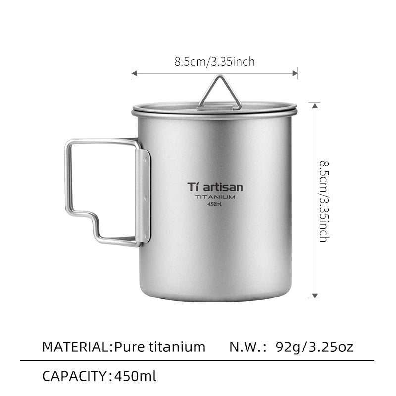 Titanium Lightweight Folding Handle Camping Tea Coffee Mug