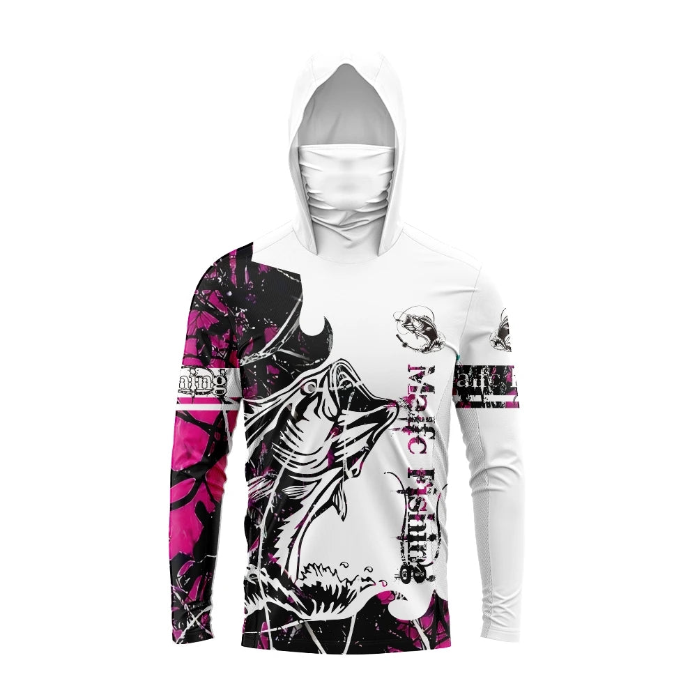 Men Long Sleeve UV Protection Fishing Hooded Shirt Outdoor Apparel