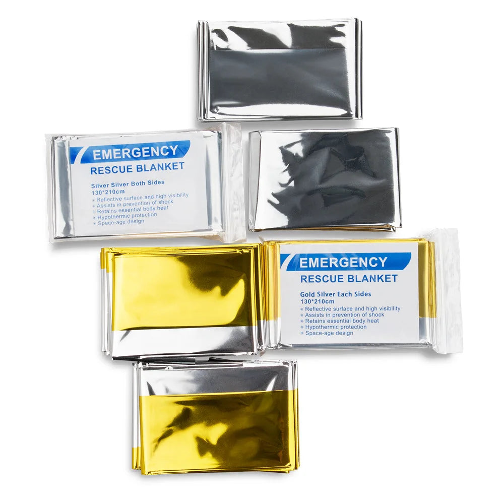 Emergency Thermal Foil Blanket Waterproof Windproof Survival Camping Rescue