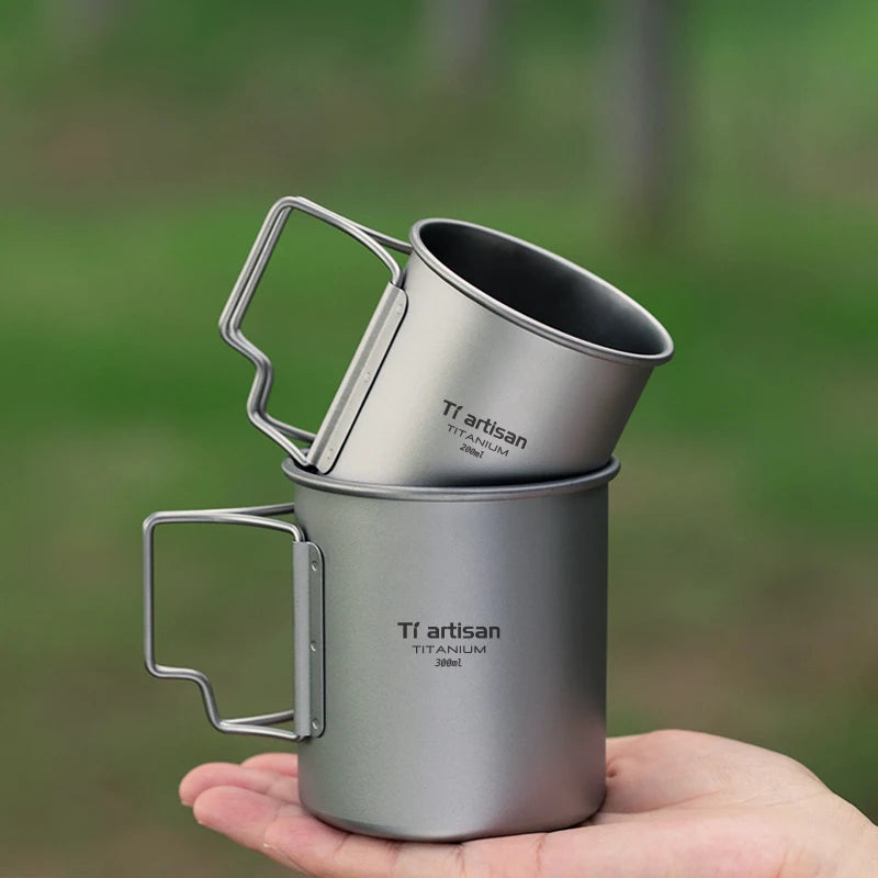 Titanium Lightweight Folding Handle Camping Tea Coffee Mug
