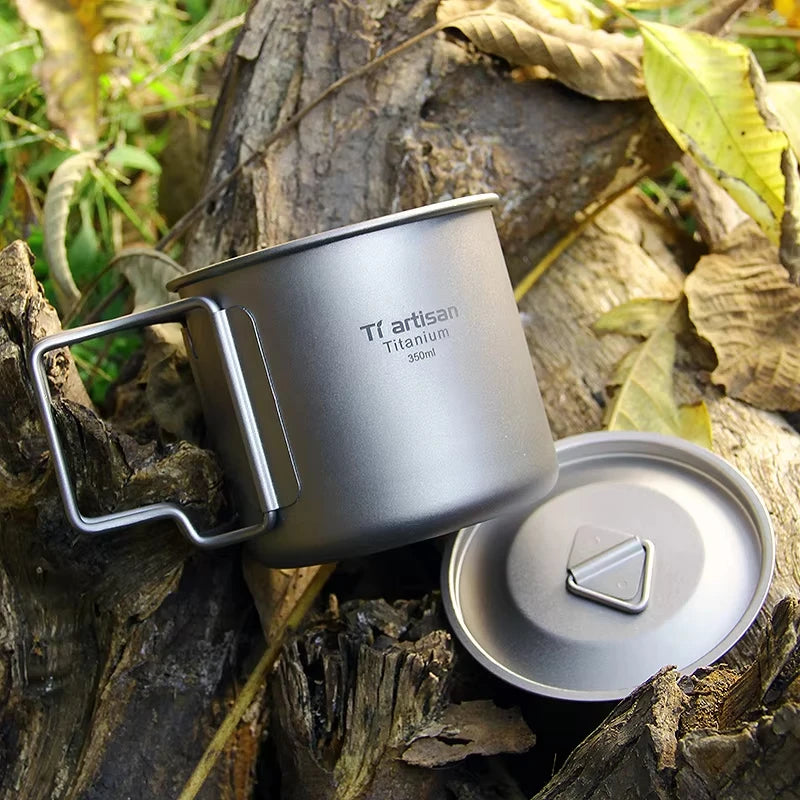 Titanium Lightweight Folding Handle Camping Tea Coffee Mug