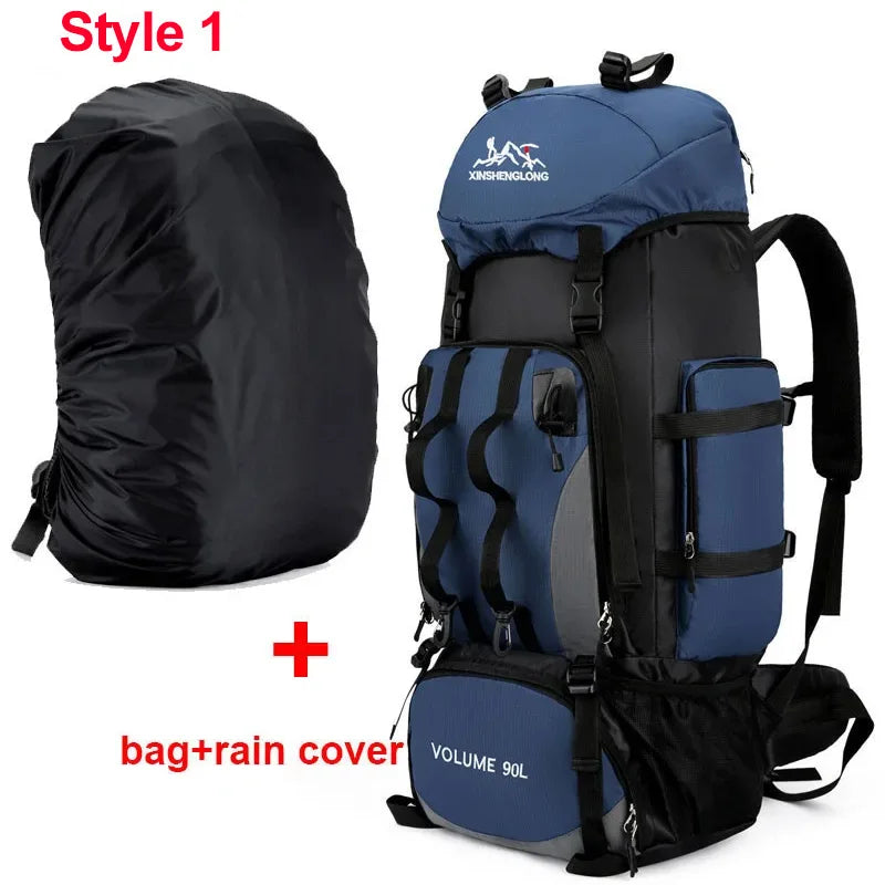 90L Waterproof Hiking Camping Backpack Large Capacity Travel Rucksack