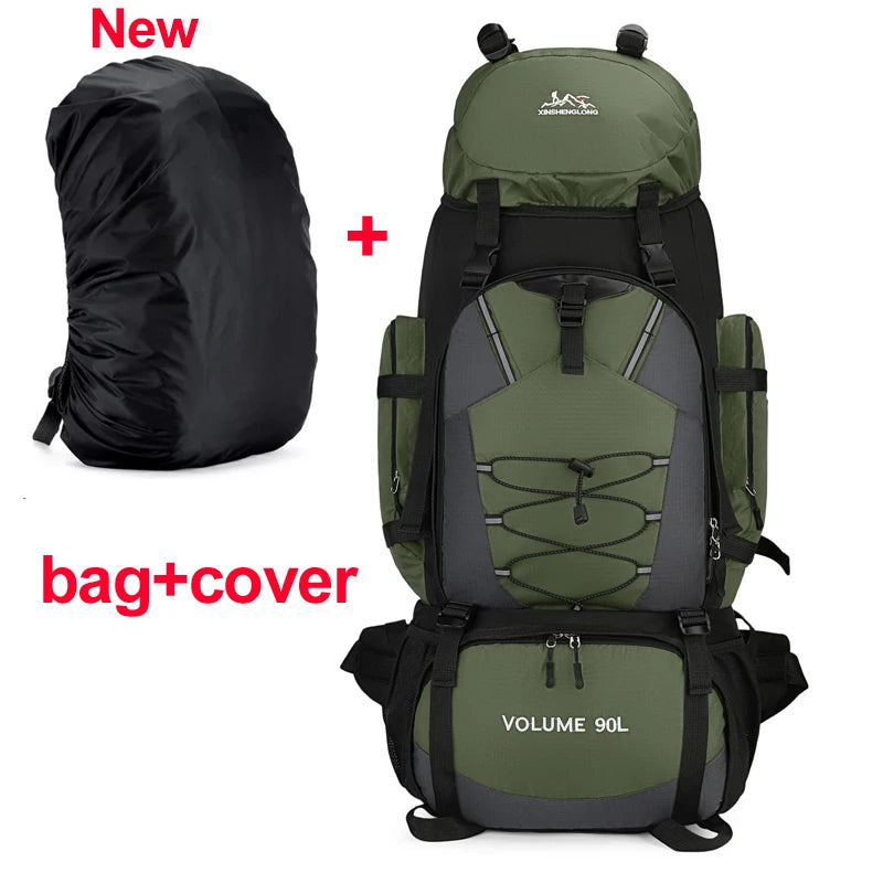 90L Waterproof Hiking Camping Backpack Large Capacity Travel Rucksack