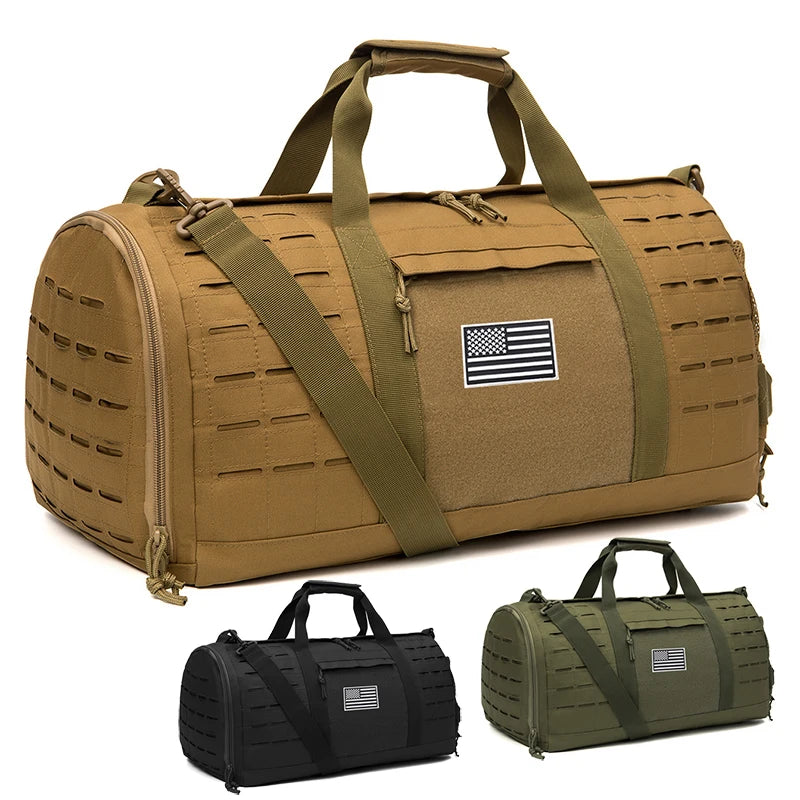 40L Tactical Gym Travel Duffle Bag With Shoe Compartment