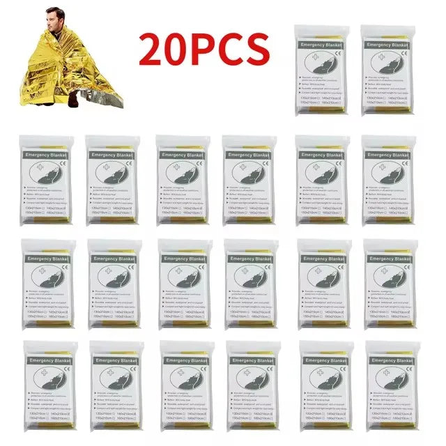 Emergency Thermal Foil Blanket Waterproof Windproof Survival Camping Rescue