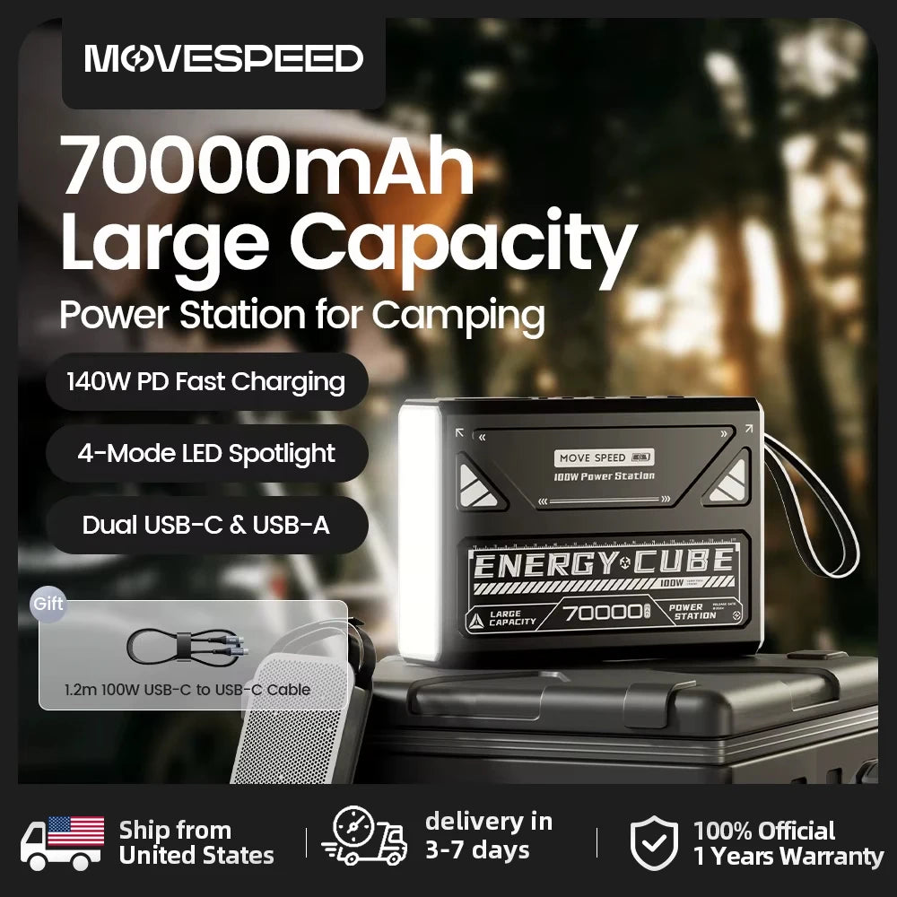 70000mAh Rechargeable LED Camping Lantern Emergency Outdoor Power Light
