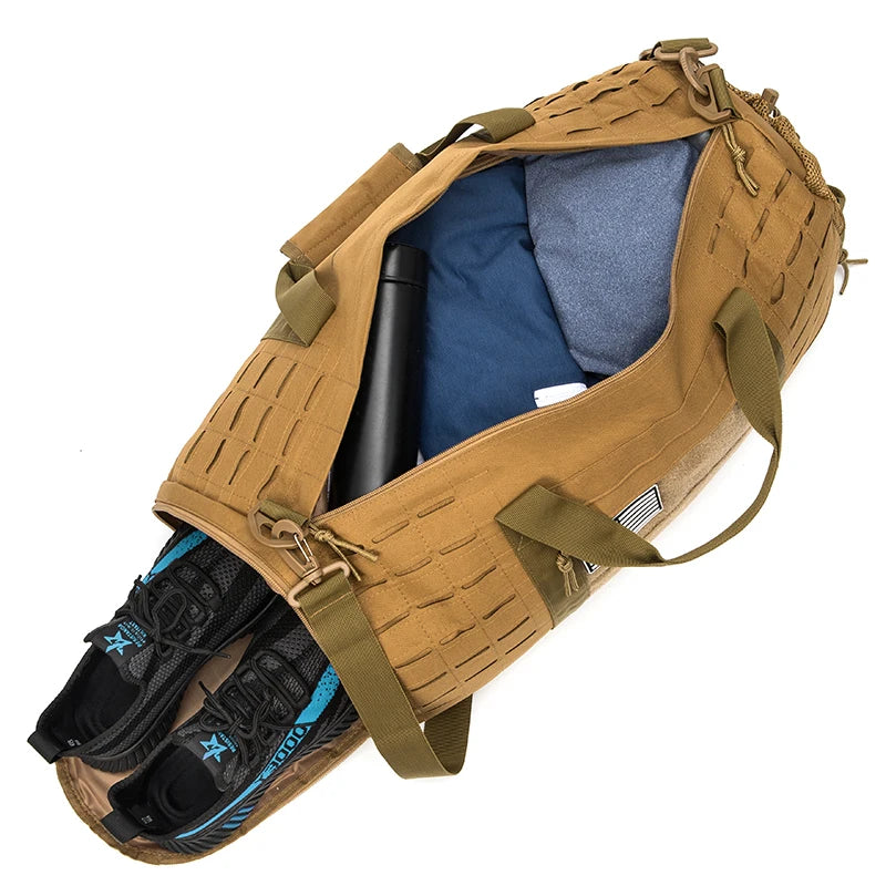 40L Tactical Gym Travel Duffle Bag With Shoe Compartment