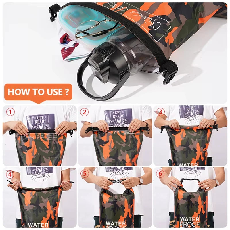 Waterproof PVC Dry Bag Backpack Kayak Surfing Swimming Outdoor Pack