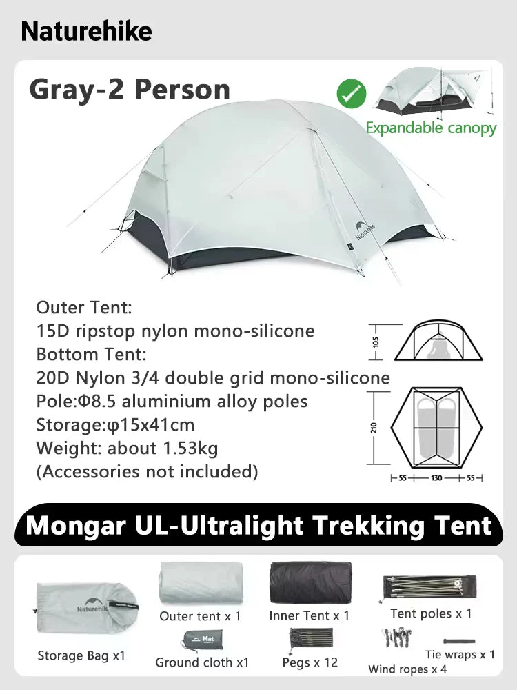 Mongar 2 UL Waterproof Ultralight Backpacking Camping Tent Shelter