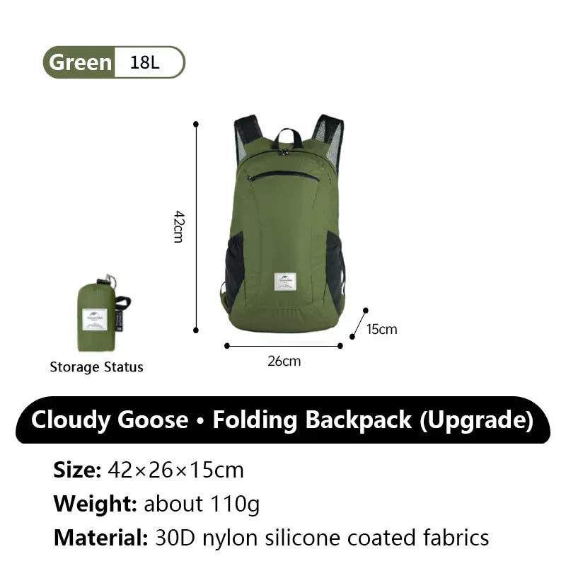 Cloudy Goose 18L 22L Waterproof Folding Hiking Backpack