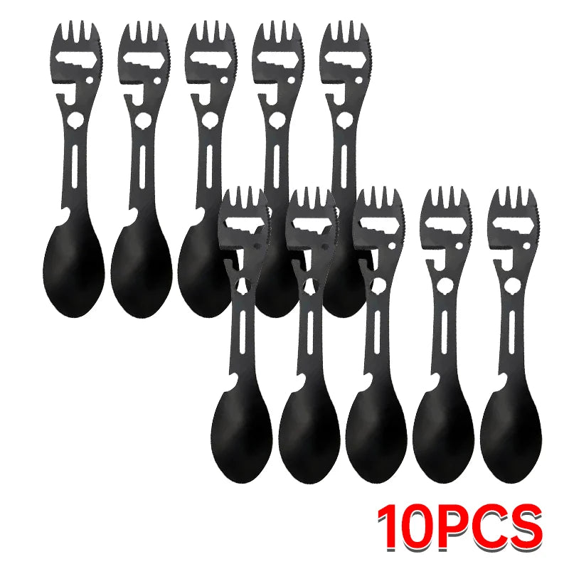 5-in-1 Stainless Steel Camping Survival EDC Tool Fork Knife