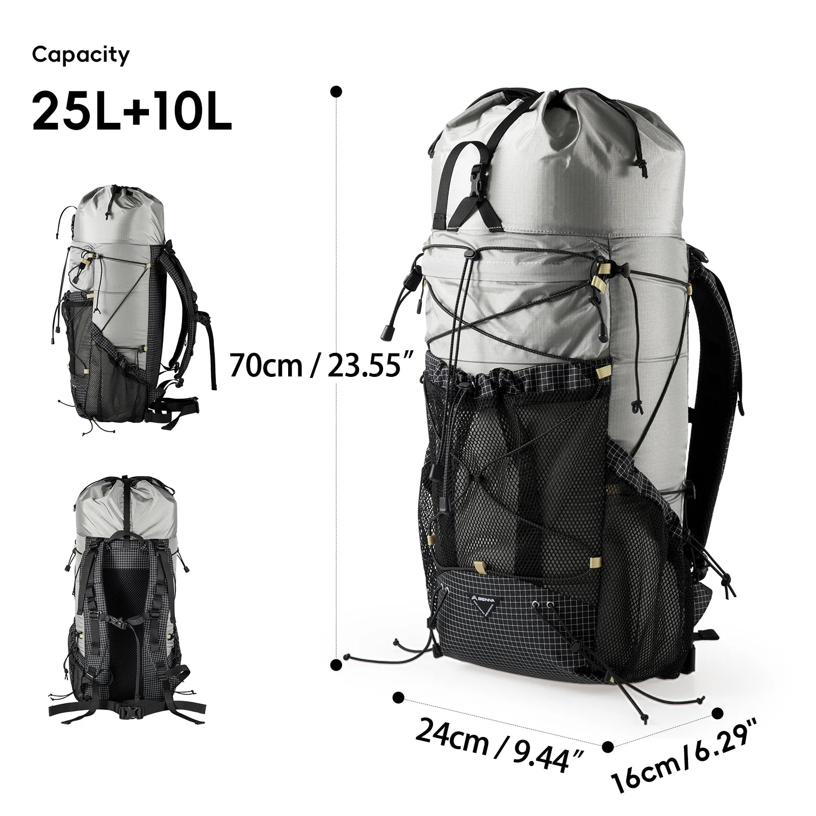 Ultralight 25+10L Camping Backpack Hiking Travel Climbing Outdoor Bag