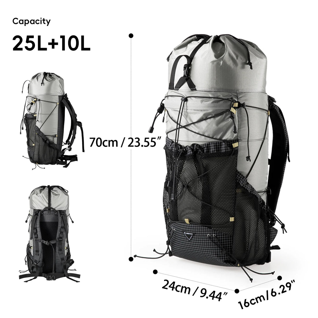 Ultralight 25+10L Camping Backpack Hiking Travel Climbing Outdoor Bag