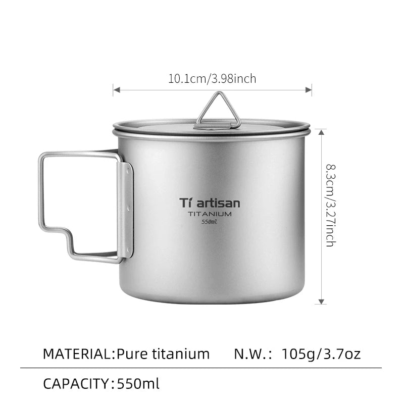 Titanium Lightweight Folding Handle Camping Tea Coffee Mug