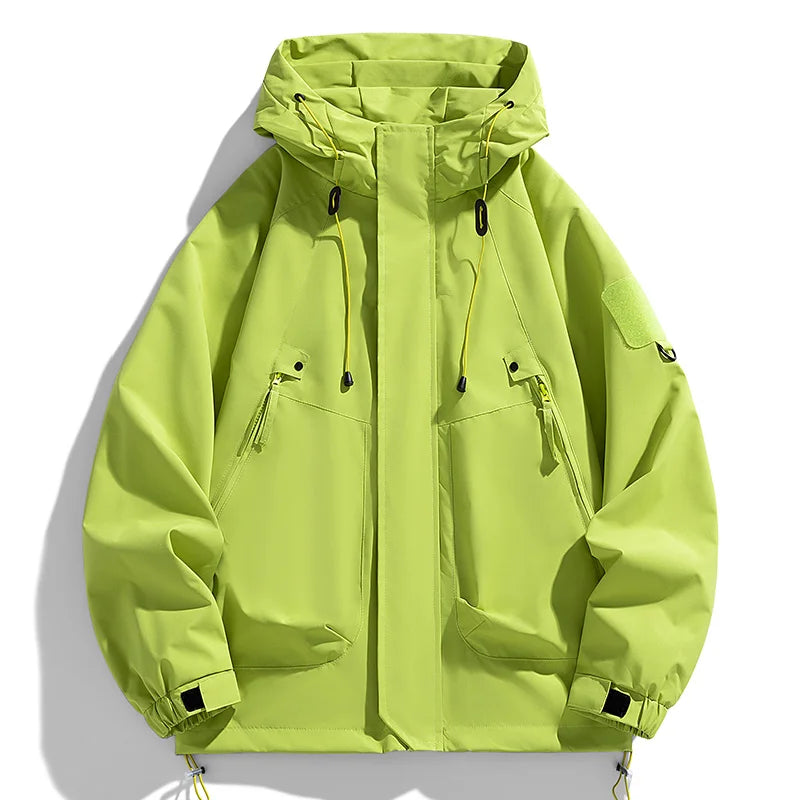 Men Hooded Waterproof Windbreaker Softshell Cargo Hiking Bomber Jacket