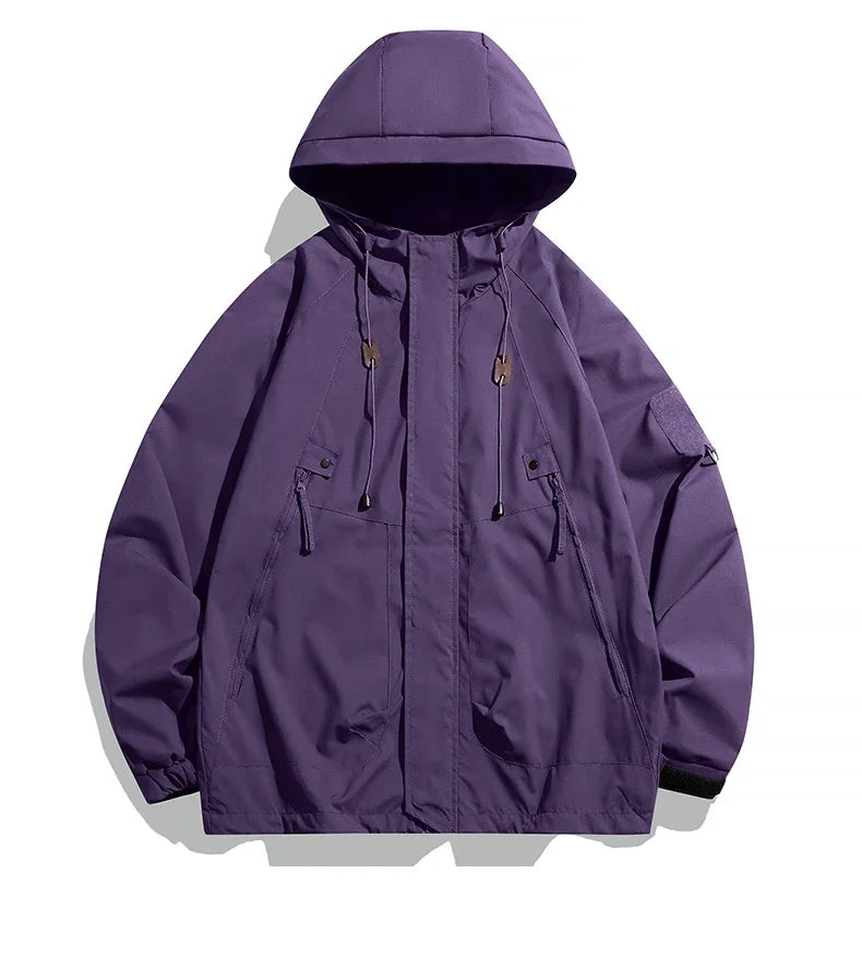 Men Hooded Waterproof Windbreaker Softshell Cargo Hiking Bomber Jacket
