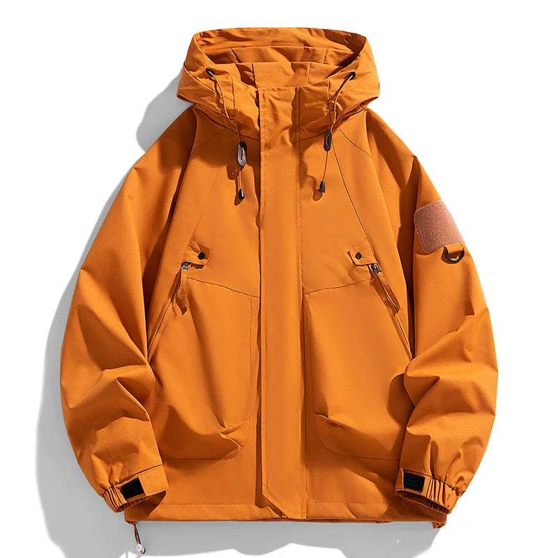 Men Hooded Waterproof Windbreaker Softshell Cargo Hiking Bomber Jacket
