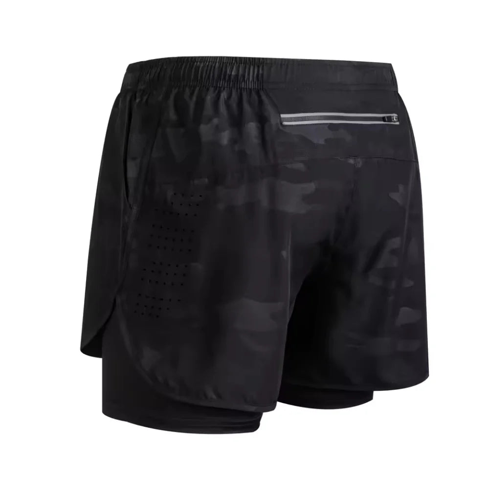 Men 2-in-1 Quick Dry Training Running Beach Sports Shorts