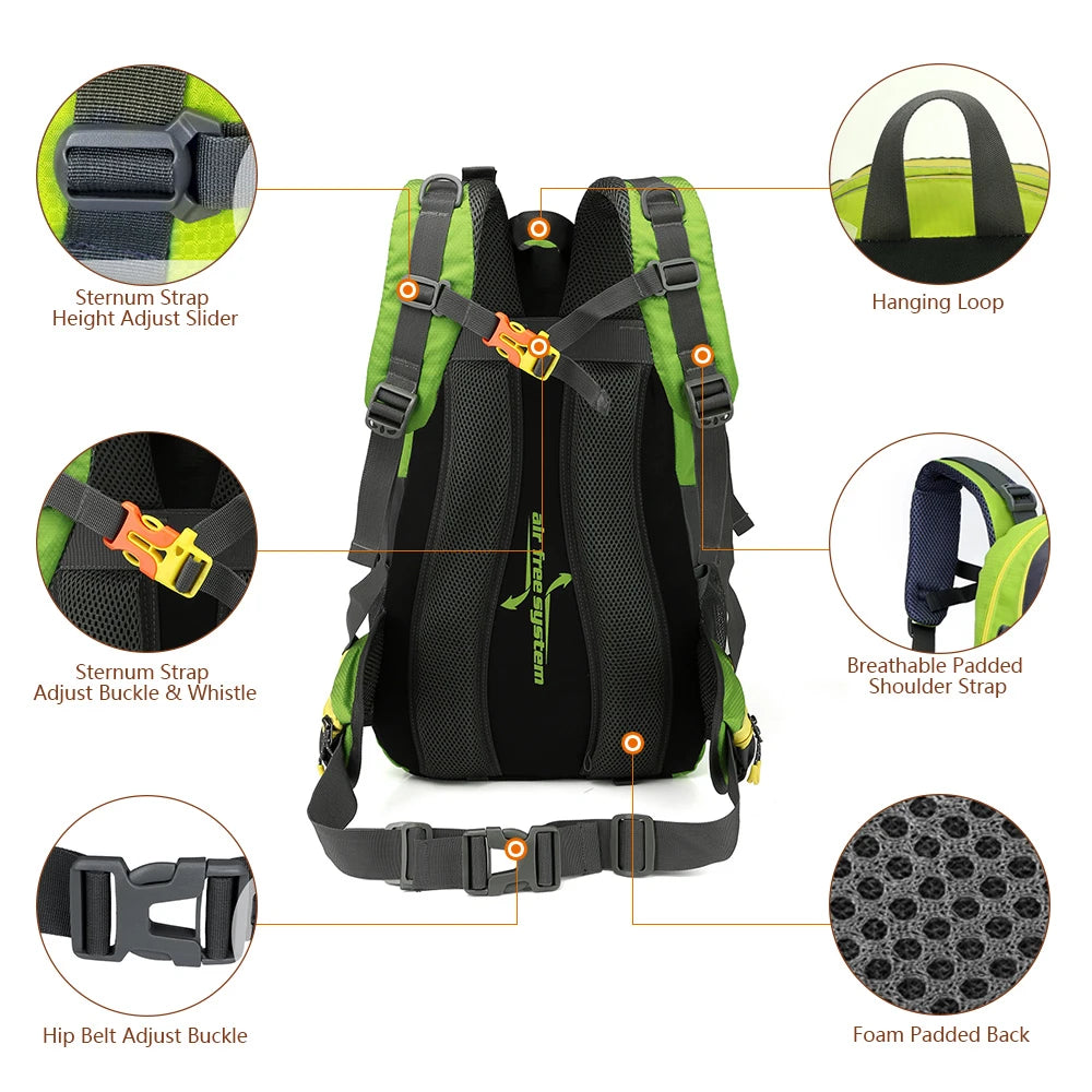 40L Water Resistant Hiking Travel Camping Laptop Daypack Backpack
