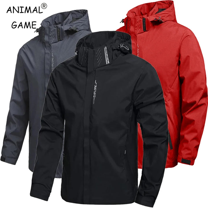 Men Waterproof Lightweight Raincoat Hooded Cycling Hiking Windproof Jacket