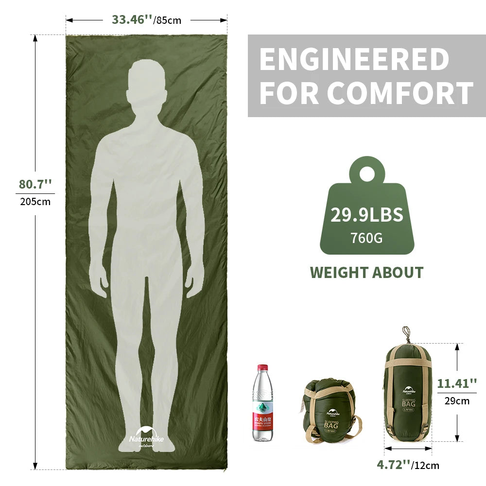 LW180 Ultralight Cotton Summer Hiking Camping Sleeping Bag