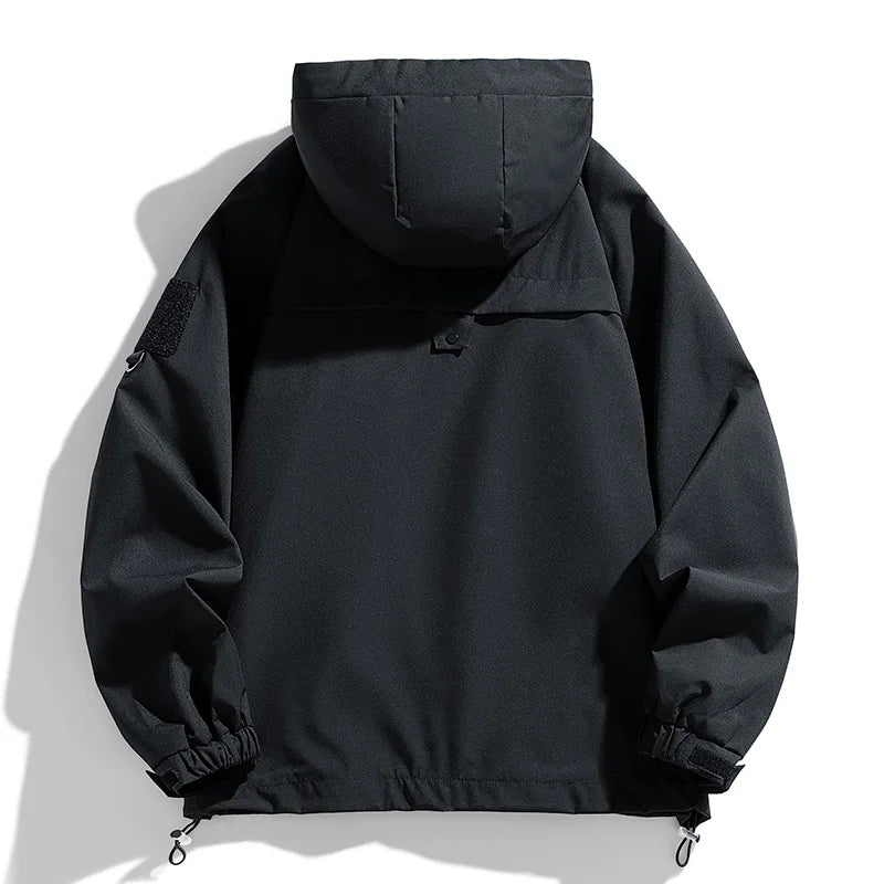 Men Hooded Waterproof Windbreaker Softshell Cargo Hiking Bomber Jacket
