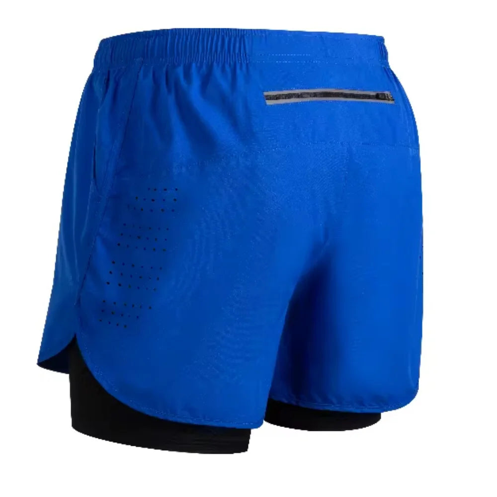 Men 2-in-1 Quick Dry Training Running Beach Sports Shorts
