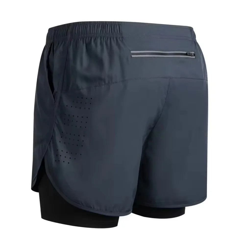 Men 2-in-1 Quick Dry Training Running Beach Sports Shorts