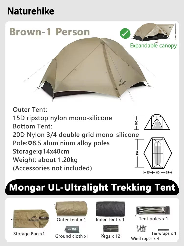 Mongar 2 UL Waterproof Ultralight Backpacking Camping Tent Shelter