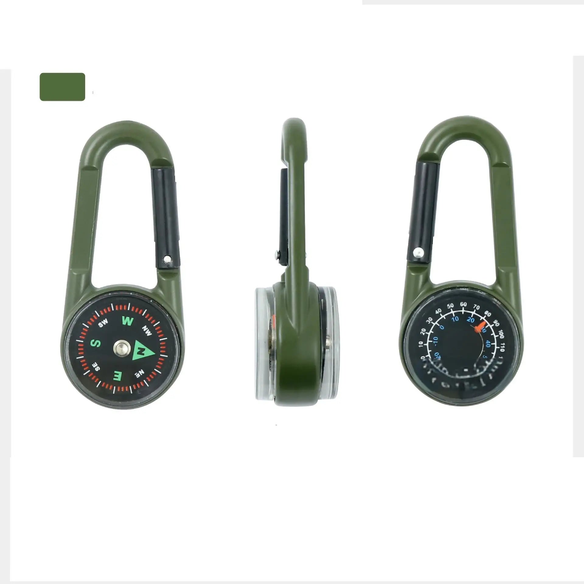 Zinc Alloy Dual Compass Thermometer Keychain Outdoor Camping Tool