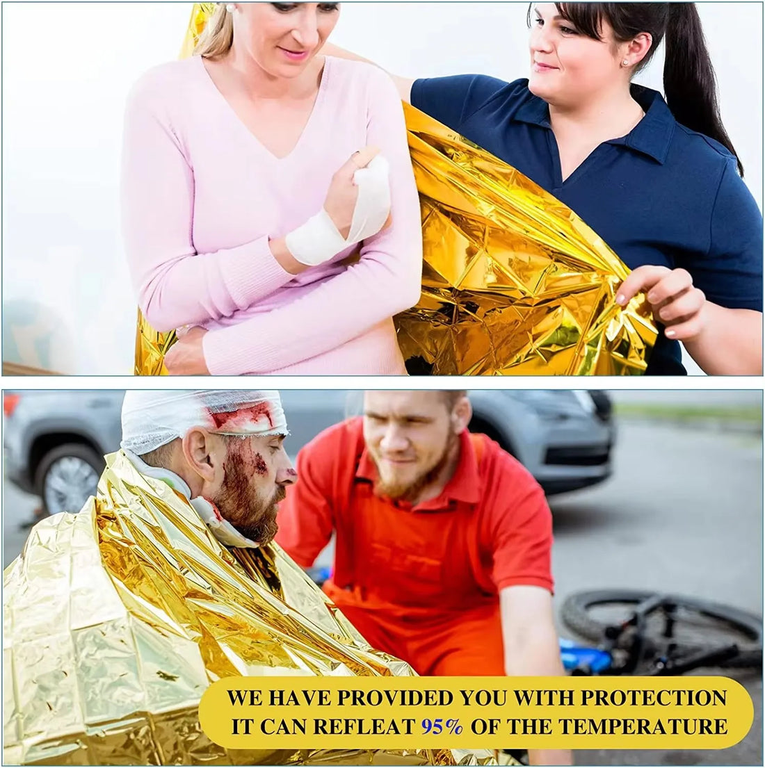 Emergency Thermal Foil Blanket Waterproof Windproof Survival Camping Rescue