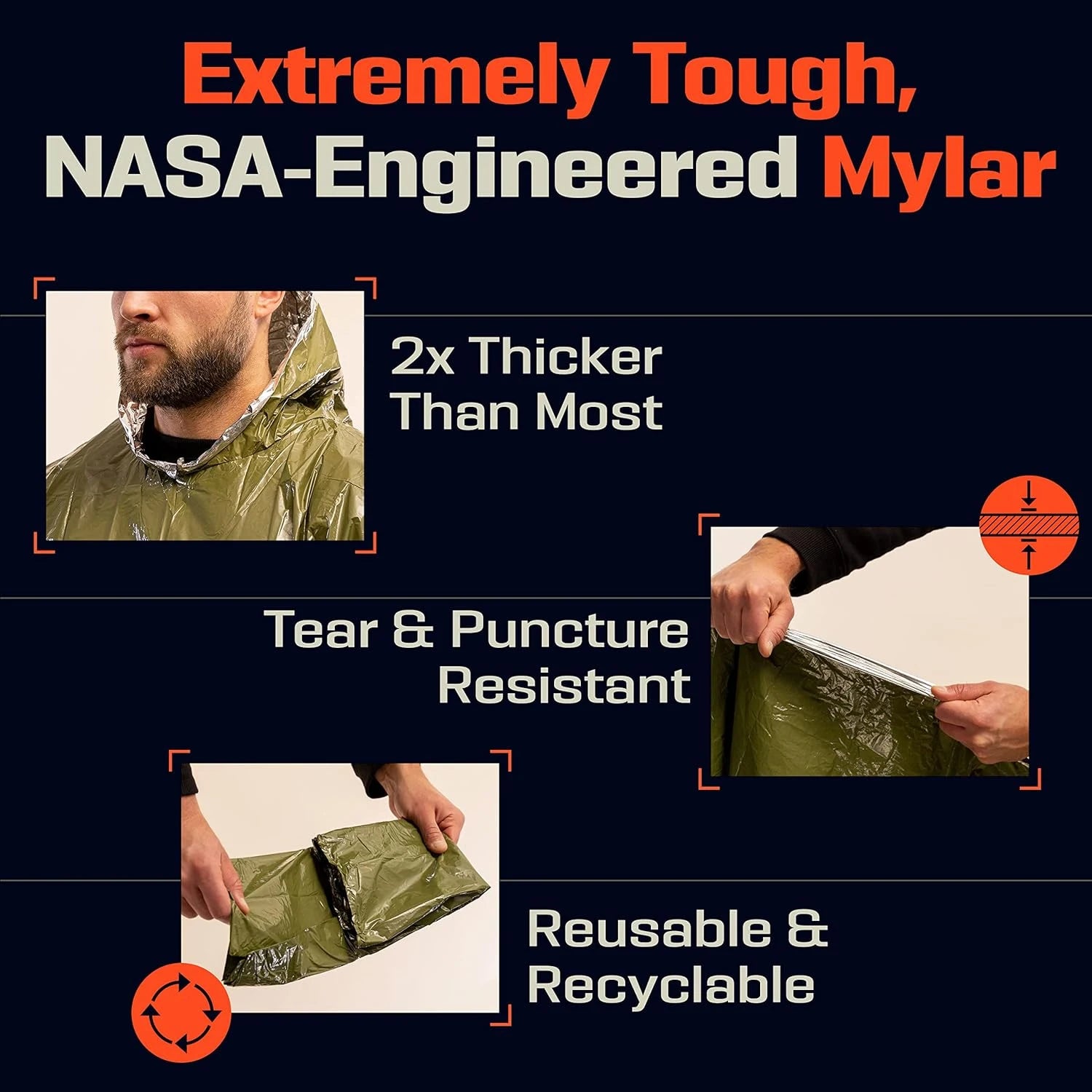 Emergency Waterproof Aluminum Film Disposable Thermal Rain Poncho Blanket