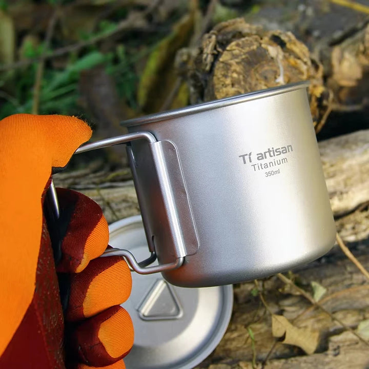 Titanium Lightweight Folding Handle Camping Tea Coffee Mug