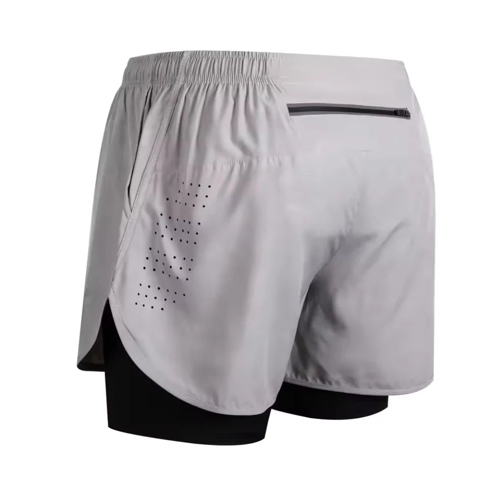 Men 2-in-1 Quick Dry Training Running Beach Sports Shorts