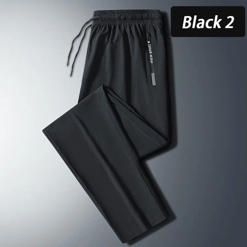 Men Quick Dry Running Pants Zipper Outdoor Training Sport Trousers