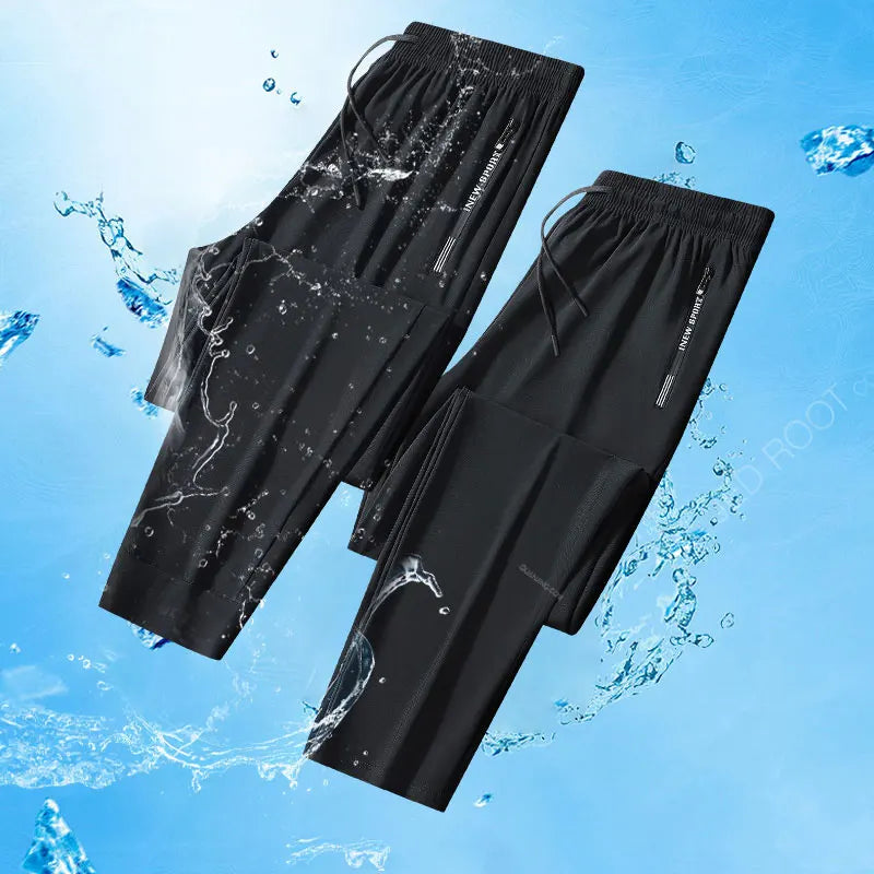 Men Quick Dry Running Pants Zipper Outdoor Training Sport Trousers
